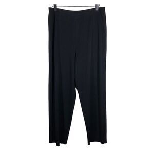 Exclusively Misook Wide/Straight Leg Black Knit Acrylic Pant Ankle Fit Large